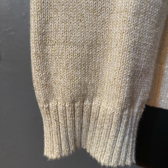 CHARTER CLUB Ivory and Gold Metallic Sweater with gold Hinged Closures - Picture 10 of 16